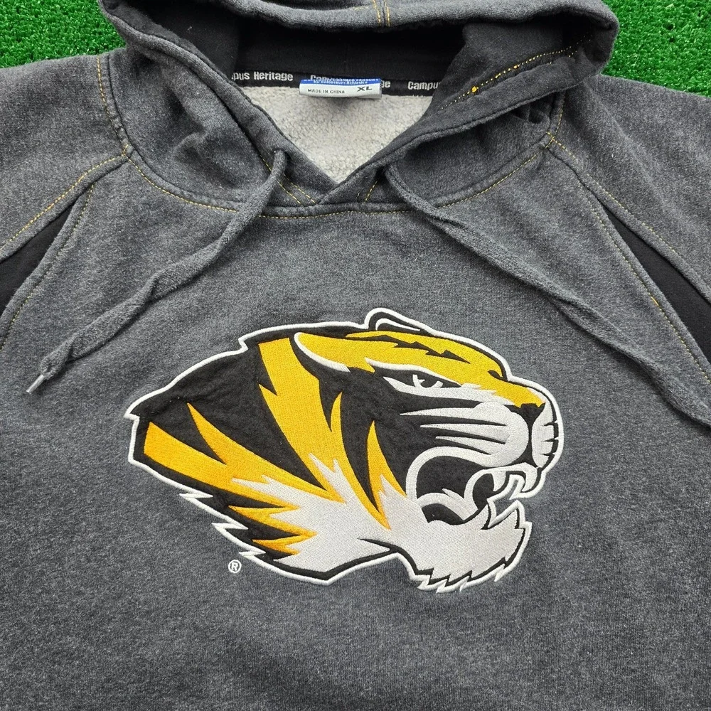 Mizzou Missouri‎ Tigers Heavyweight Hoodie Sweatshirt Mens XL Gray NCAA College